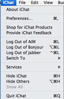 iChat App Menu