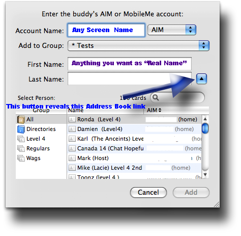 iChat 4 Add Buddy Window