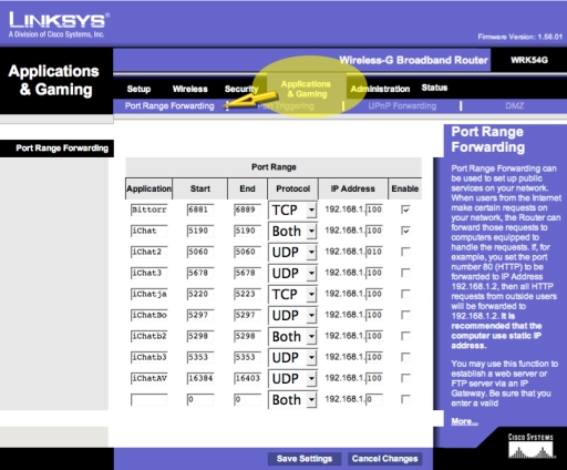 Linksys Port Forwarding