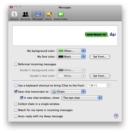 iChat Messages Prefs pic